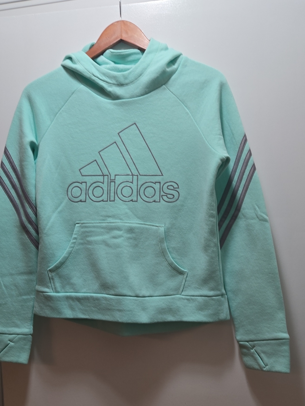 adidas Mint Green Cowl-Neck Pullover Hoodie